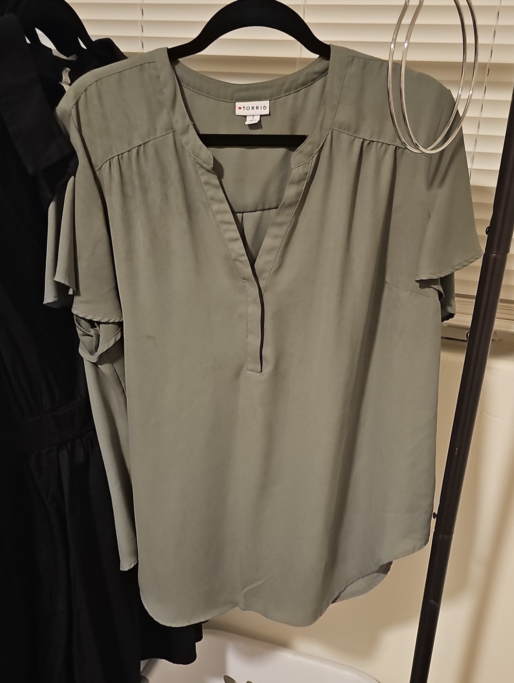 torrid Sage Green V-Neck Flutter Sleeve Blouse